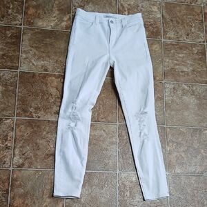 EUC J Brand Distressed Skinny White Denim Jeans Size 25